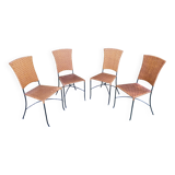4 Metal and rattan bistro chairs for brewery, beer, café and terrace