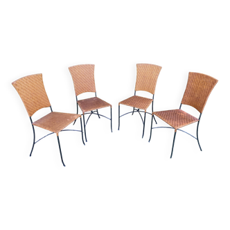 4 Chaises bistrot brasserie bière café terrasse métal et rattan