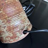 Stoneware lamp with pink decoration from the 70s