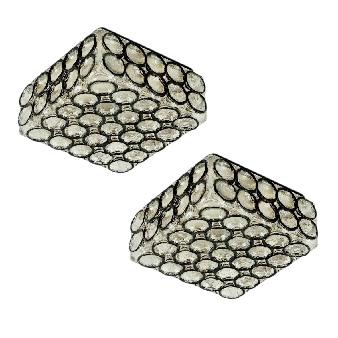 Pair of Mid-Century Modern Glass Ceiling Lights from Limburg, 1960s/1970s