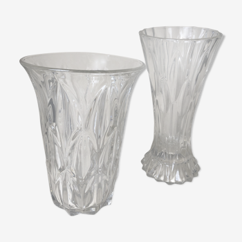Set of 2 large vases carved in Crystal