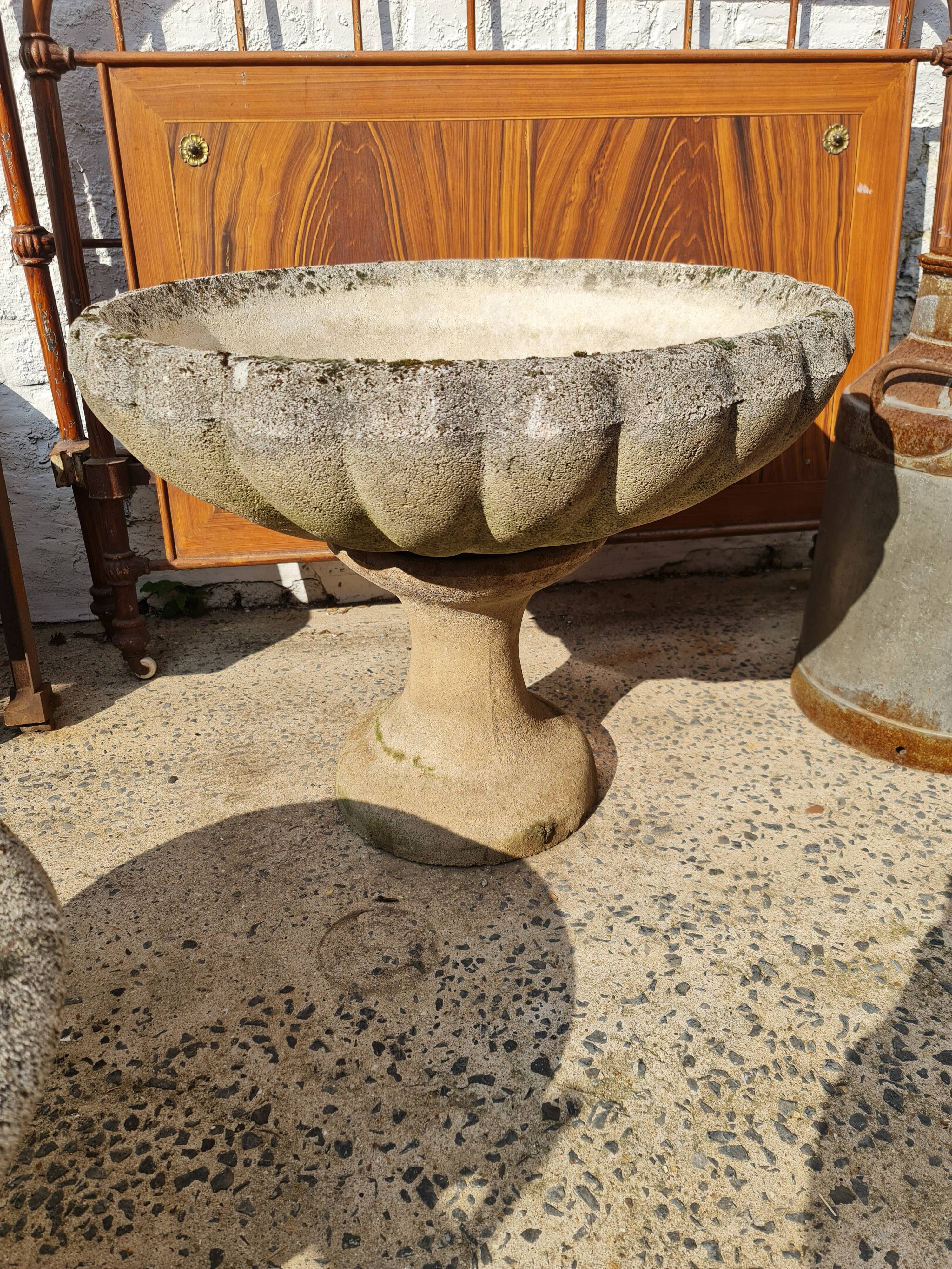 Old large basin concrete garden decoration