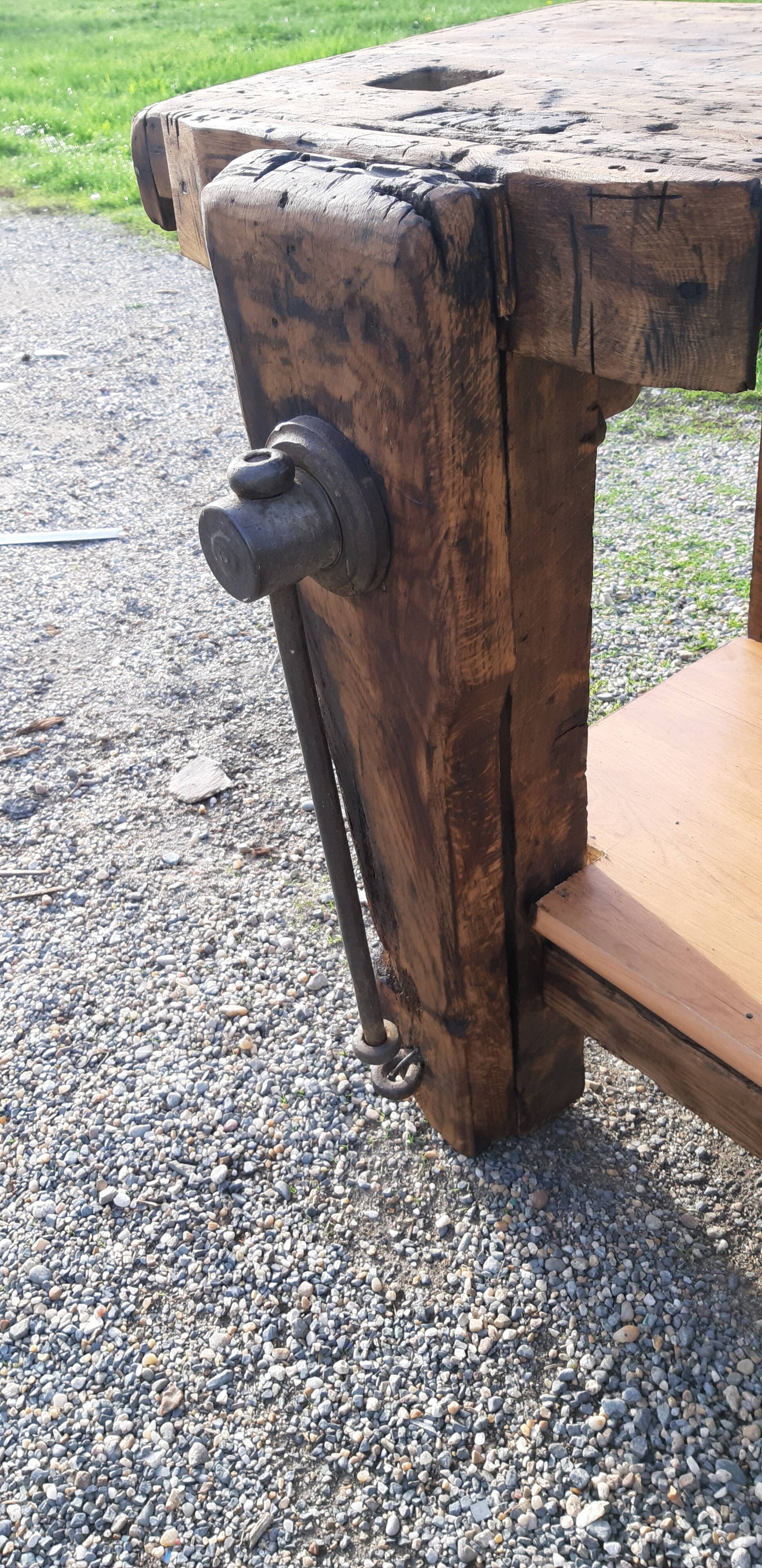 Old Wood Workbench, 1 Drawer and Shelf