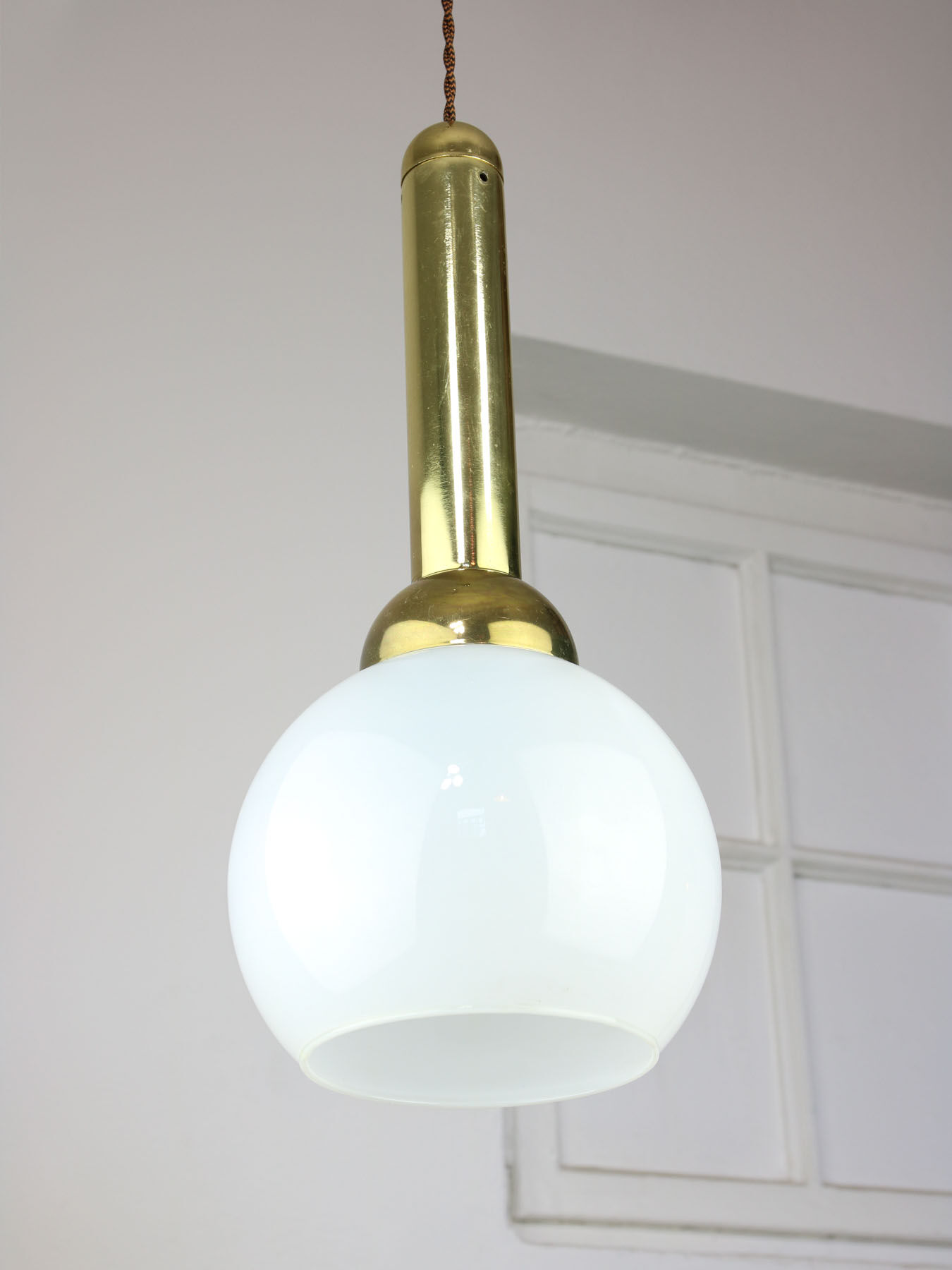 Vintage gold & opaline pendant lamp