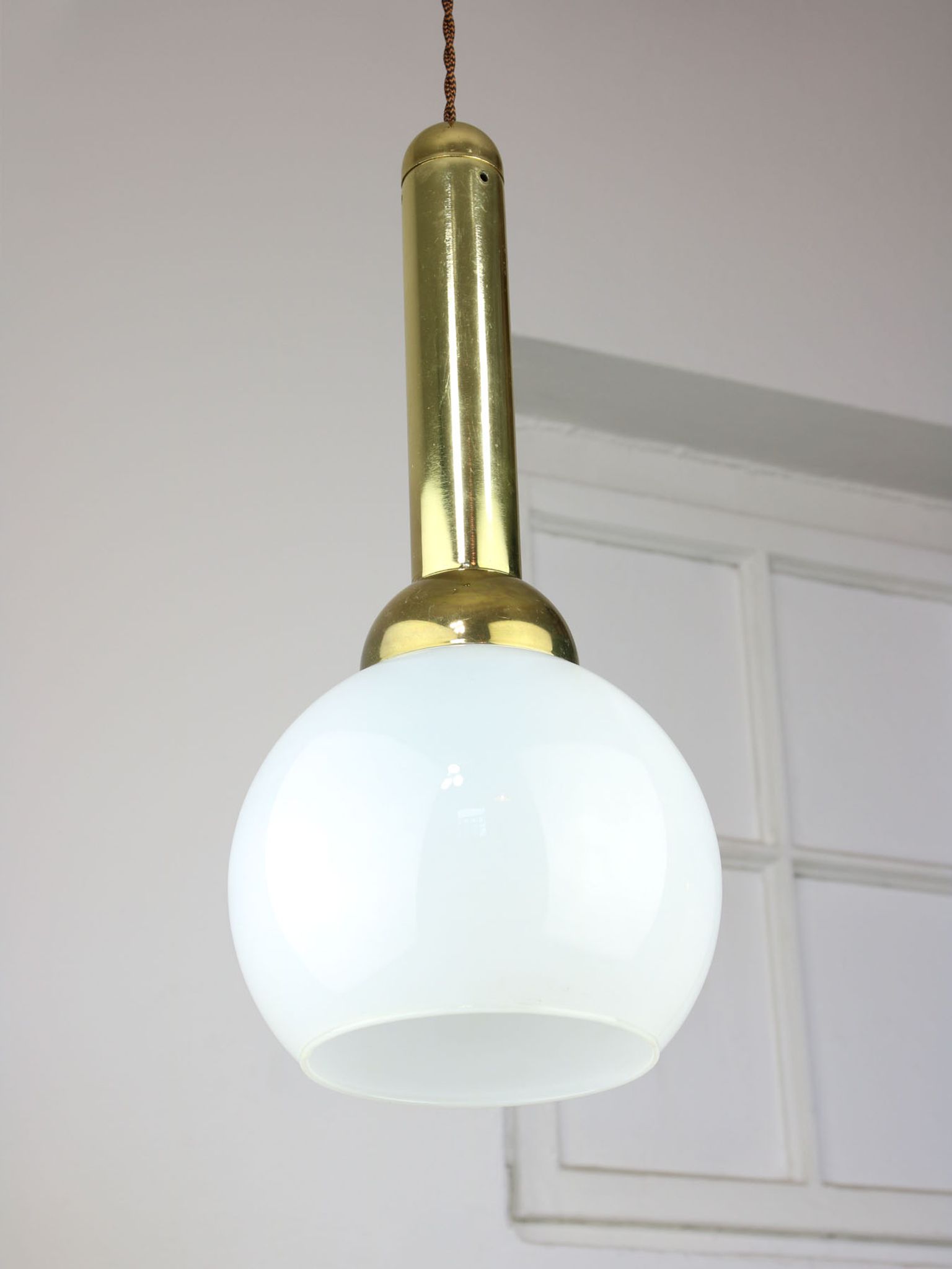 Vintage gold & opaline pendant lamp