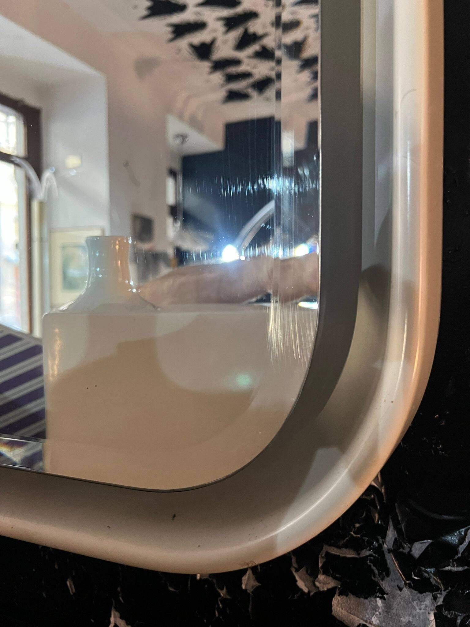 Miroir rétroéclairé en fibre de verre Italie années 70
