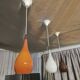 Scandinavian suspension trio Holmegaard 1960, opal glass blown.