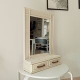 Large vintage rattan and cane mirror from the 70s
