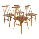 Set de 4 chaises "Fanett" en teck par Ilmari Tapiovaara, Suède, 1960