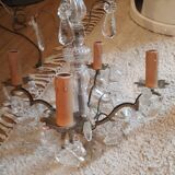 Ancient chandelier with stamps and brass 4 fires