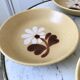 Set of 4 hollow plates in sandstone flowers painted 70s