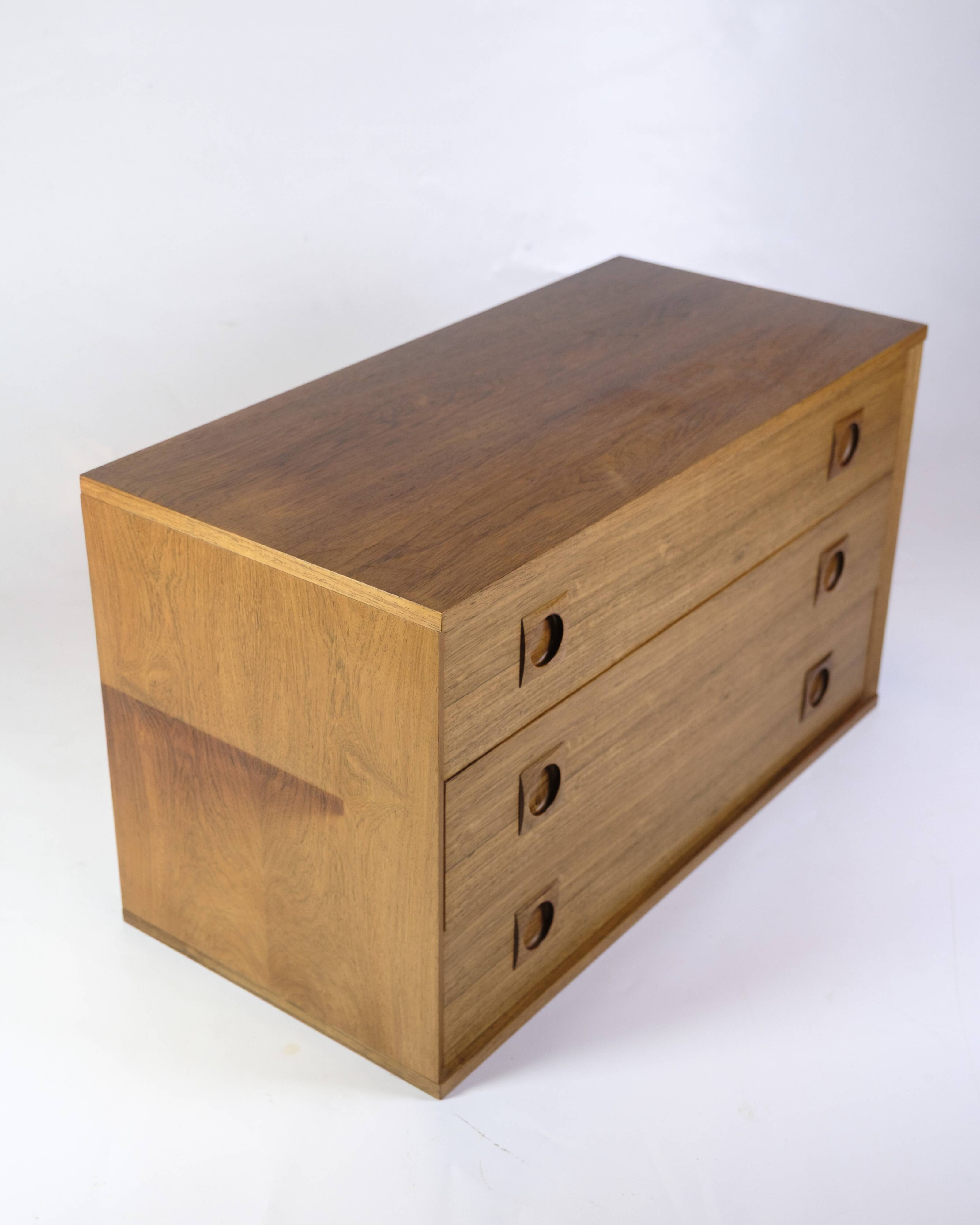 Wall-Mounted Chest Of Drawers Made In Rosewood By Albert Hansen From 1960s