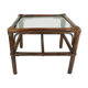 no 1 of 2: 1970s mid century SIDE TABLE coffee table bamboo wicker glass
