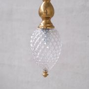 Mid-century brass and glass thin pendant light