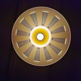 Lampe pendentif jaune en plastique années 80