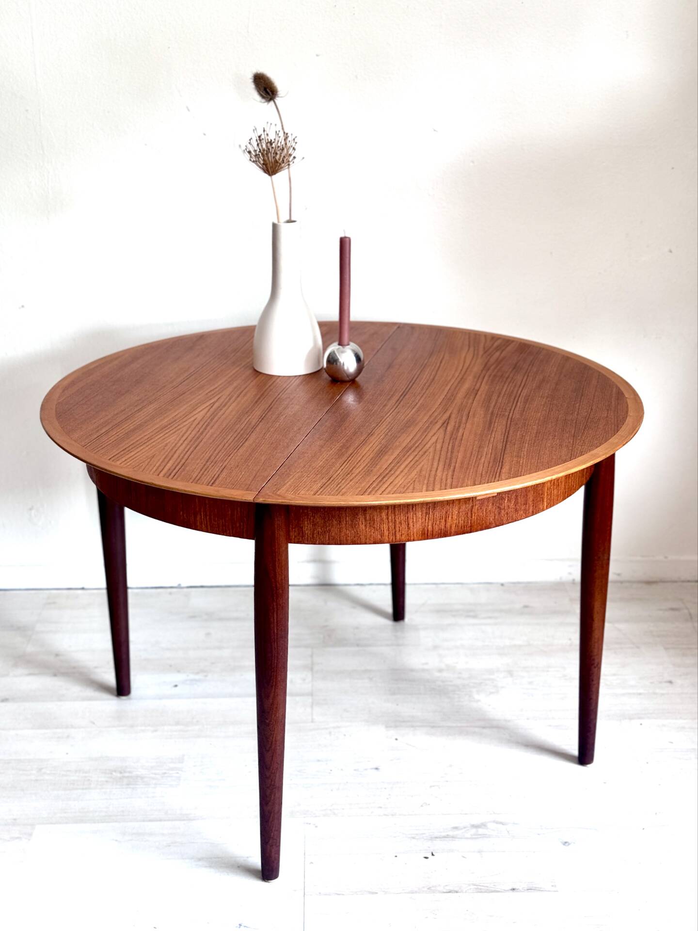 Vintage round dining table 1960s teak Lübke