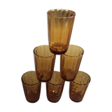 Series of 6 amber glasses