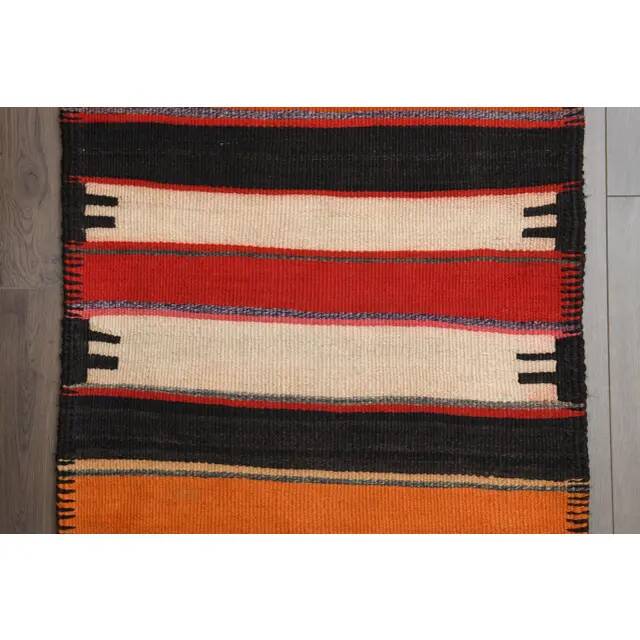 Vintage Turkish Oushak Handmade Wool Cotton Brown Runner Rug 79x337