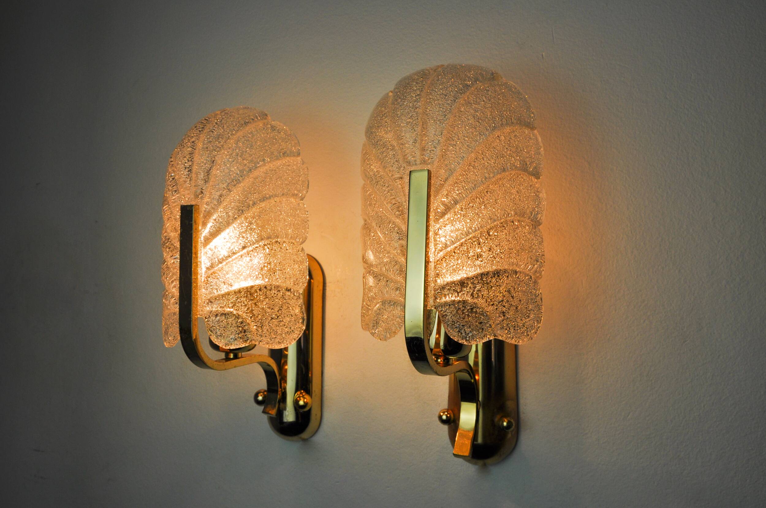 Pair of "leaf" wall lights by Carl Fagerlund, Murano glass, Germany, 1970