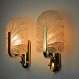 Pair of "leaf" wall lights by Carl Fagerlund, Murano glass, Germany, 1970