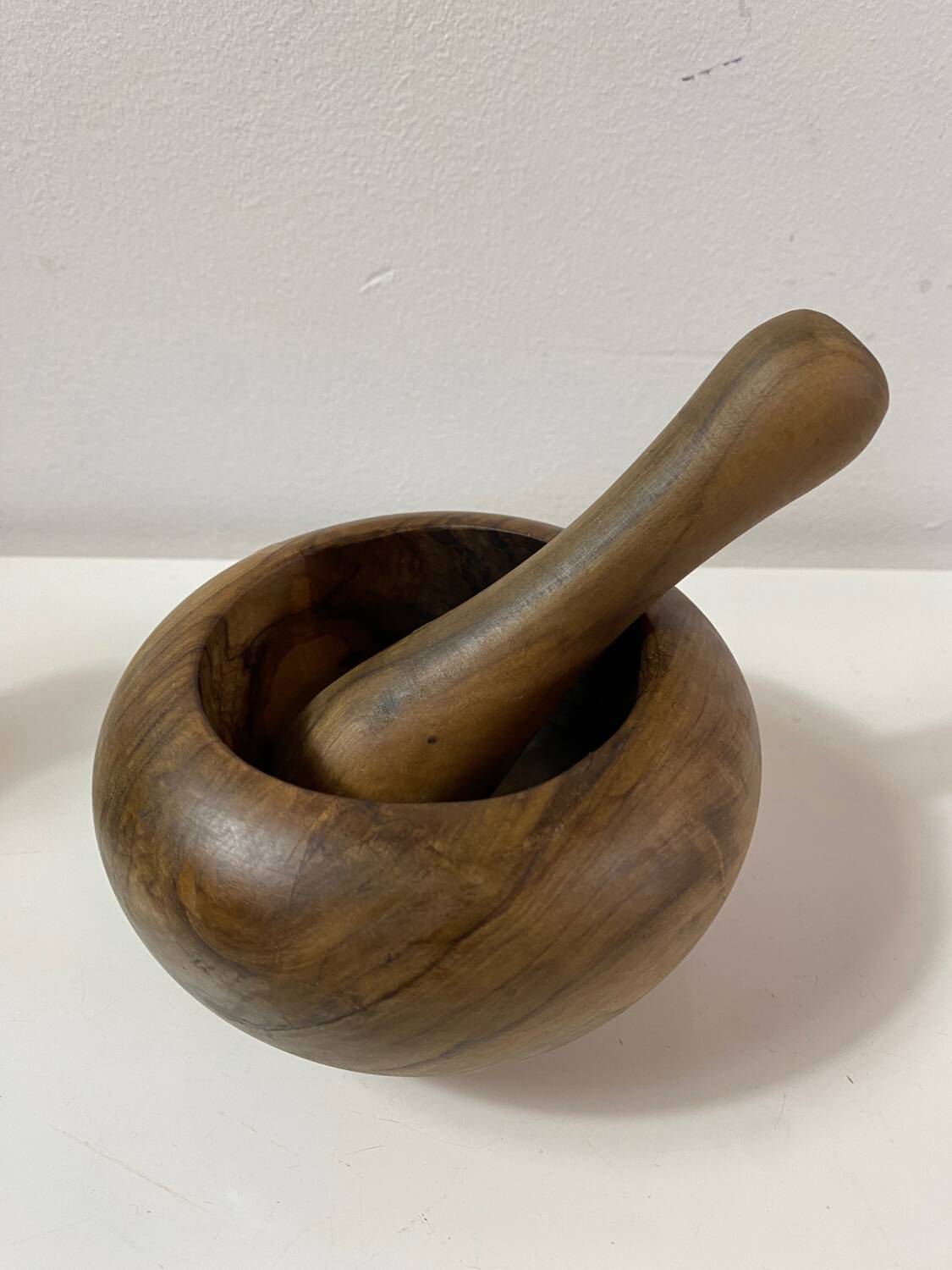 Olive wood mortar and pestle