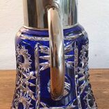Superb orangeade jug in cobalt blue cut bohemian crystal