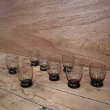 Set of 8 vintage transparent brown wheat ear chiseled glasses