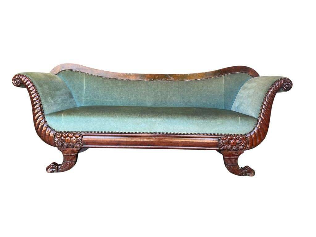 Fauteuil baroque vintage vert d'eau / Biedermeier / canapé