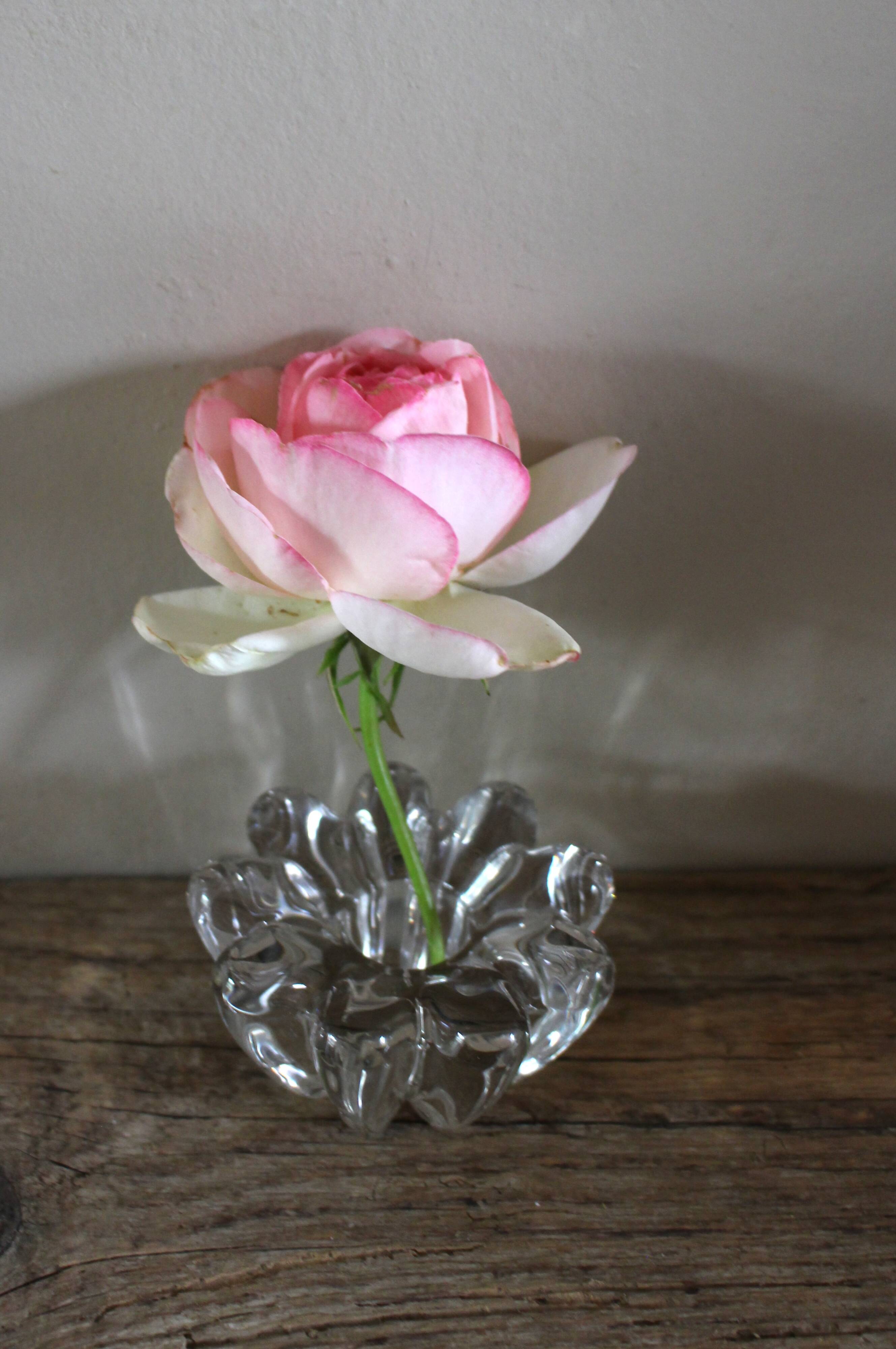 Glass flower candle holder vintage taper candle