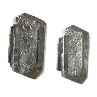 Pair of wall lamps ice glass, NAFA