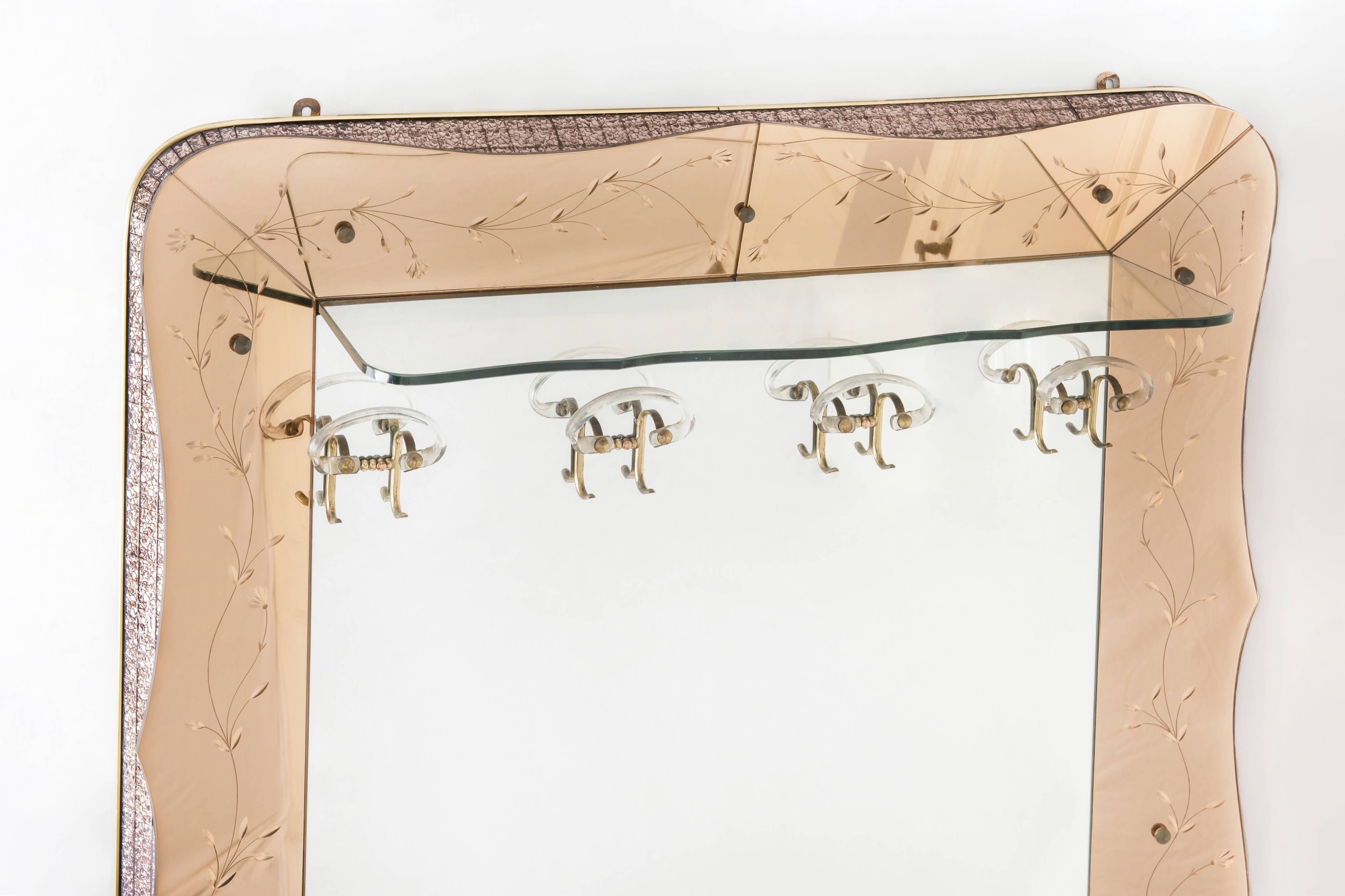 Mirror - venetian art-deco coat holder 126x193cm