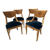 Set of four 20th-century Charles X style maple wood chairs