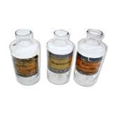 3 apothecary jars, antique blown glass pharmacy