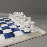 Échecs des années 1970 en albâtre Volterra faits à la main, fabriqué en Italie