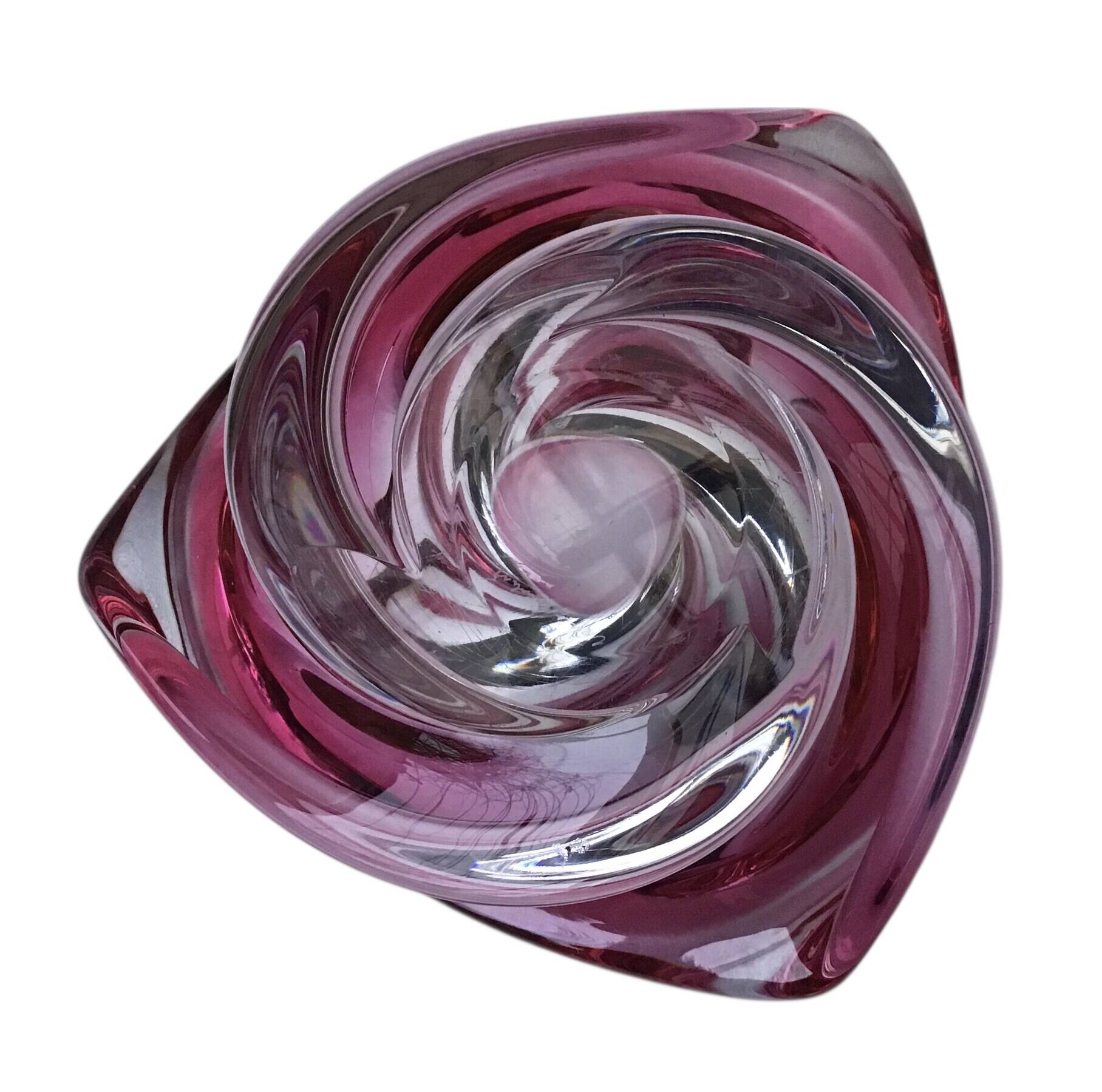 Vase Wave Val-Saint-Lambert ruby submerged design Delvenne 1950