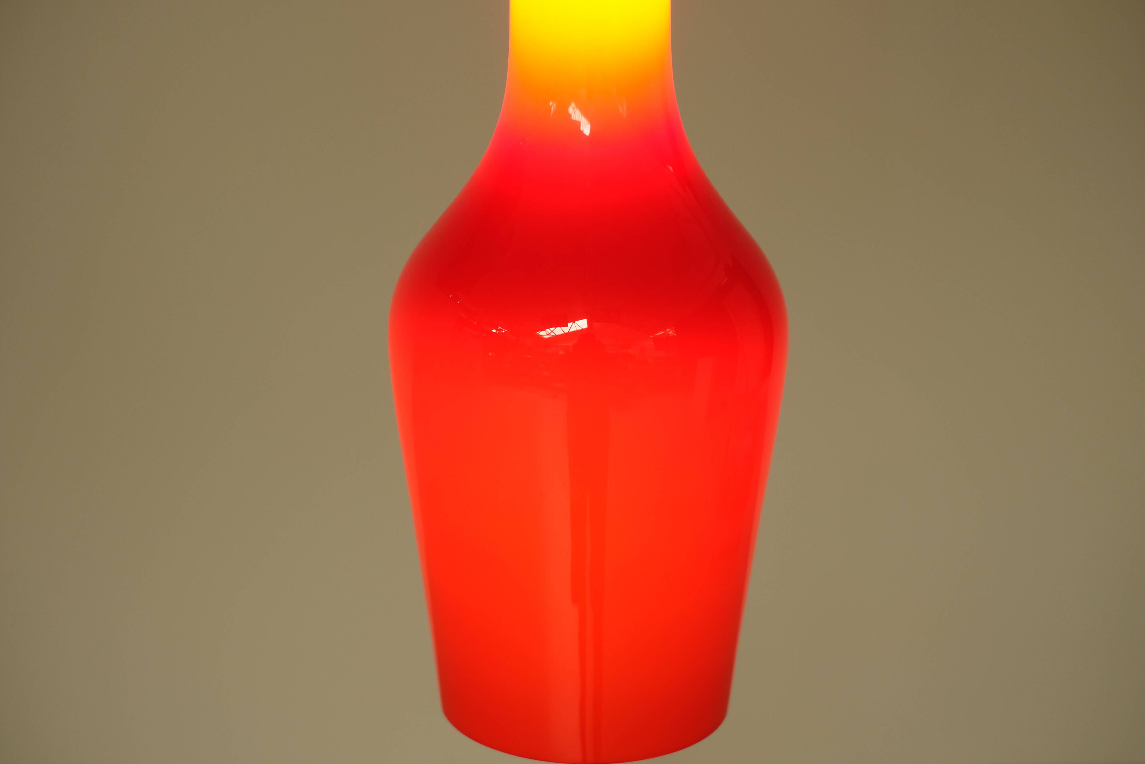 Italian red opaline pendant light - 1960s