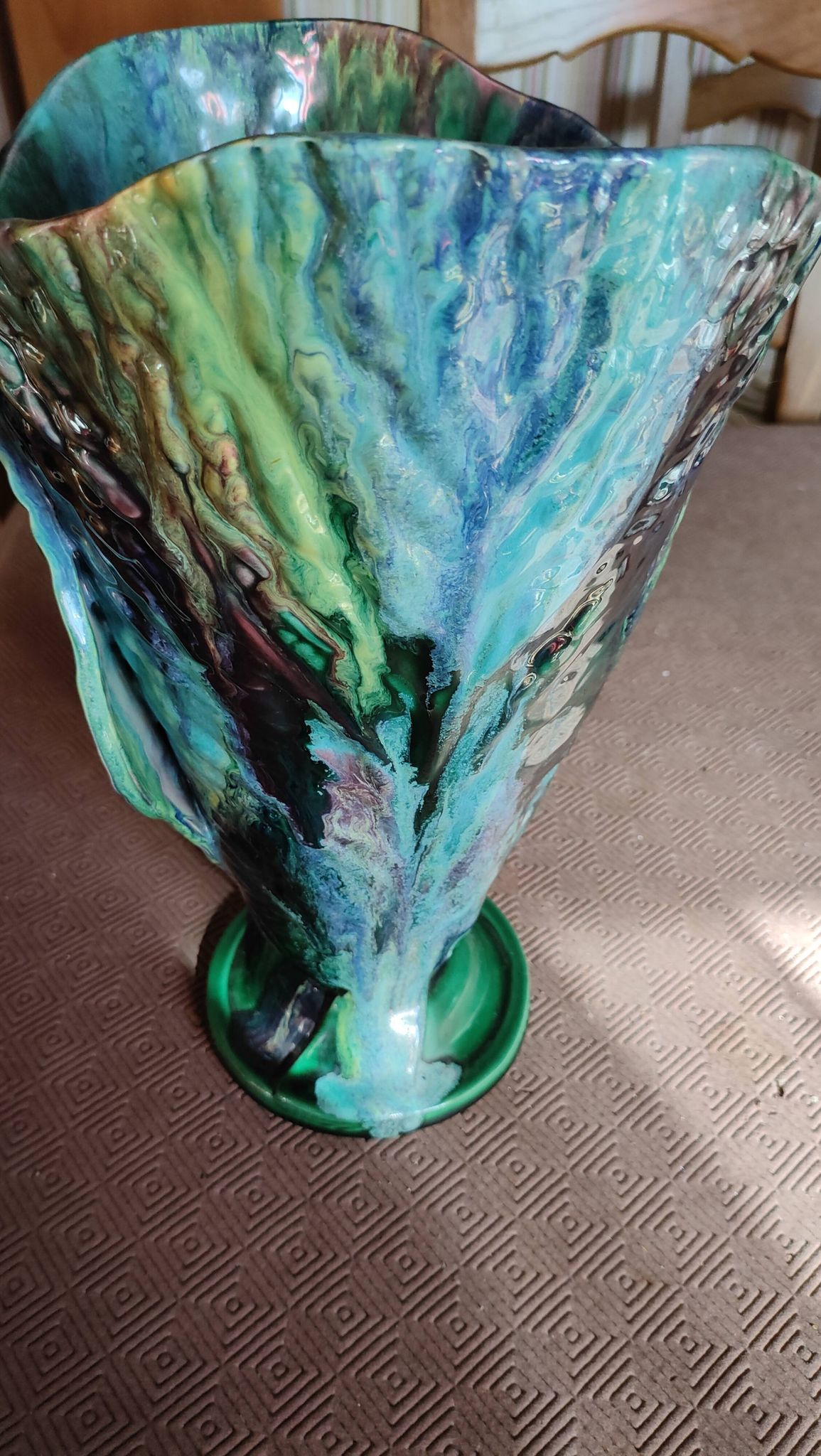 Vase corolle vintage en céramique flammée — Balma, Le Brusc (Années 50-60)