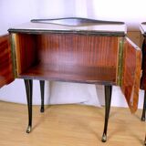 Pair of bedside tables, rosewood and burl walnut, Italy 1950