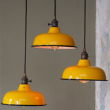 Abat jour émaillé lampe industrielle jaune