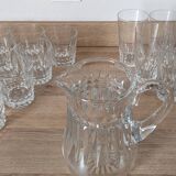 Broc a eau et verre en cristal de baccarat modele piccadilly