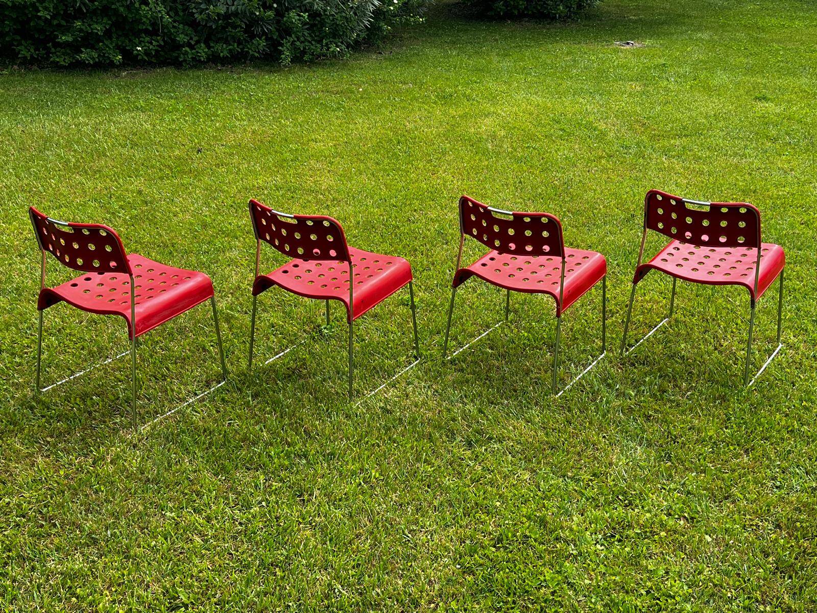 Set of 9 stacking chairs, Omstak model by Rodney Kinsman for Bieffeplast, 1960