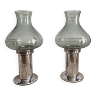 Glass and silver-plated metal photophores Cohr Denmark