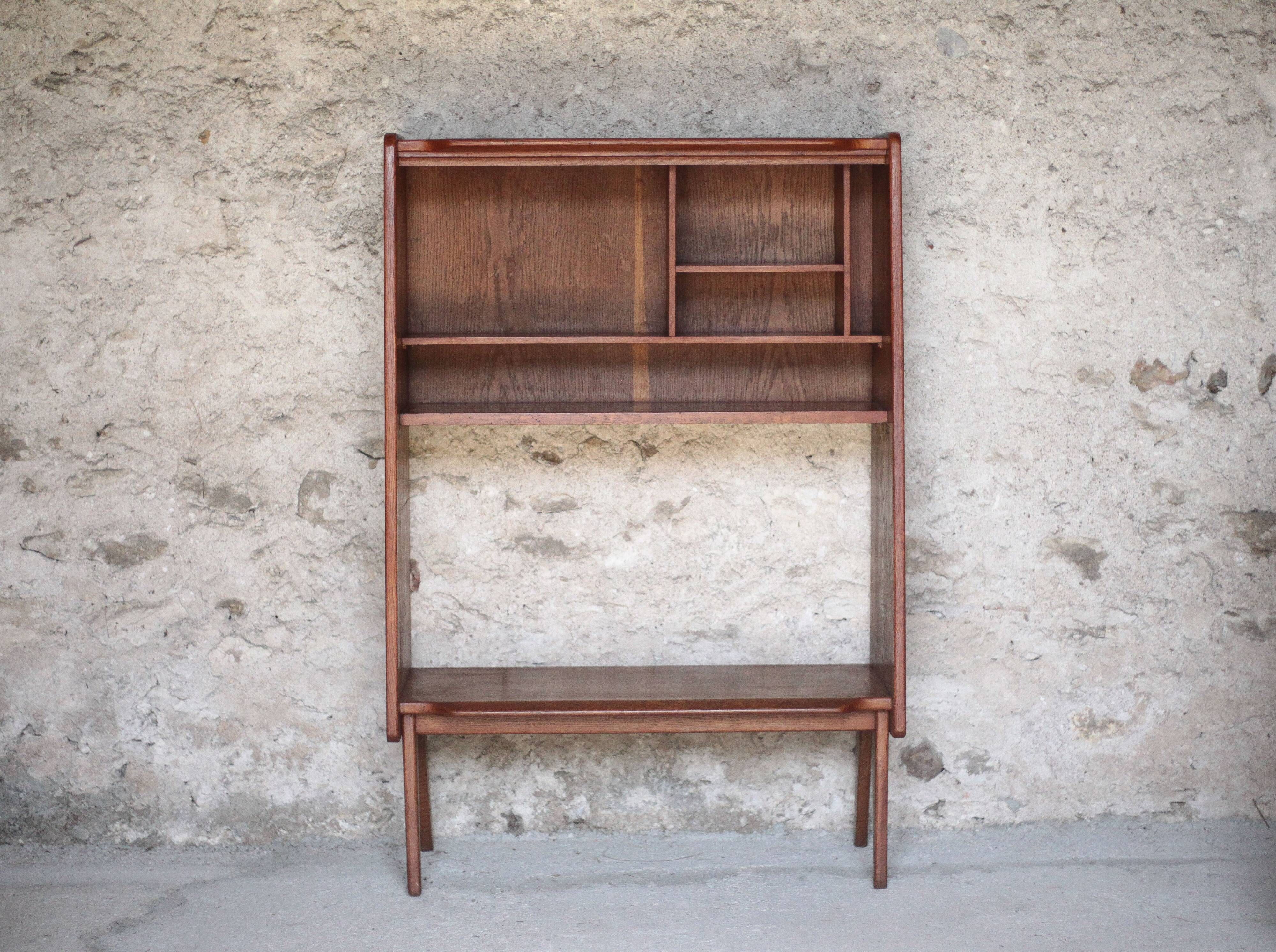 Vintage wooden furniture, Roger Landault shelf for ABC, 1950s.