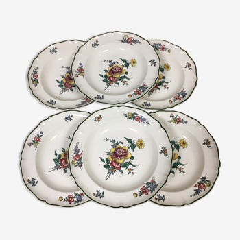 6 assiettes creuses Villeroy et Boch motifs fleurs