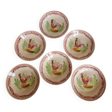 6 deep plates rooster Émile Tessier Malicorne