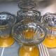 Set of 5 frosted yellow vintage ice cups