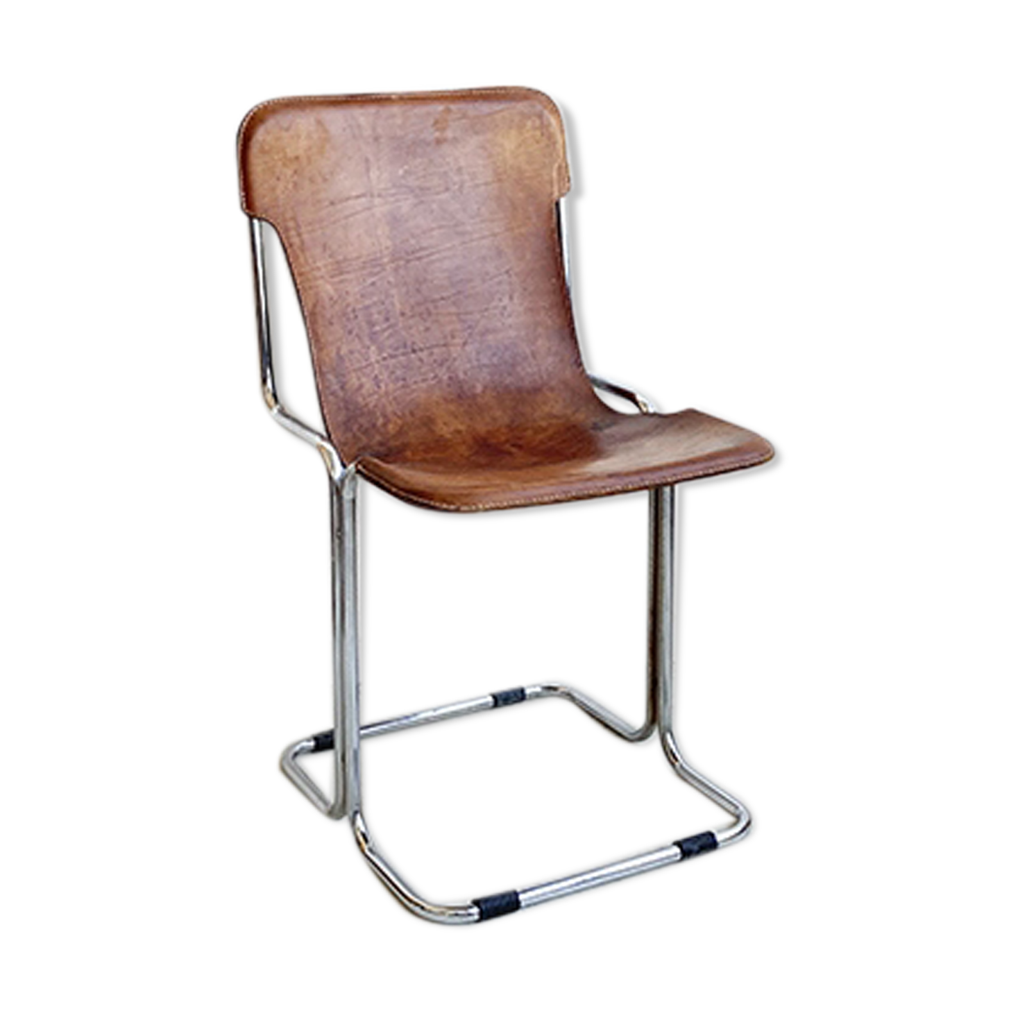 Chair 1960 leather and vintage metal