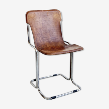 Chair 1960 leather and vintage metal