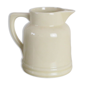 Water pitcher, beige ceramic, 1940s vintage French