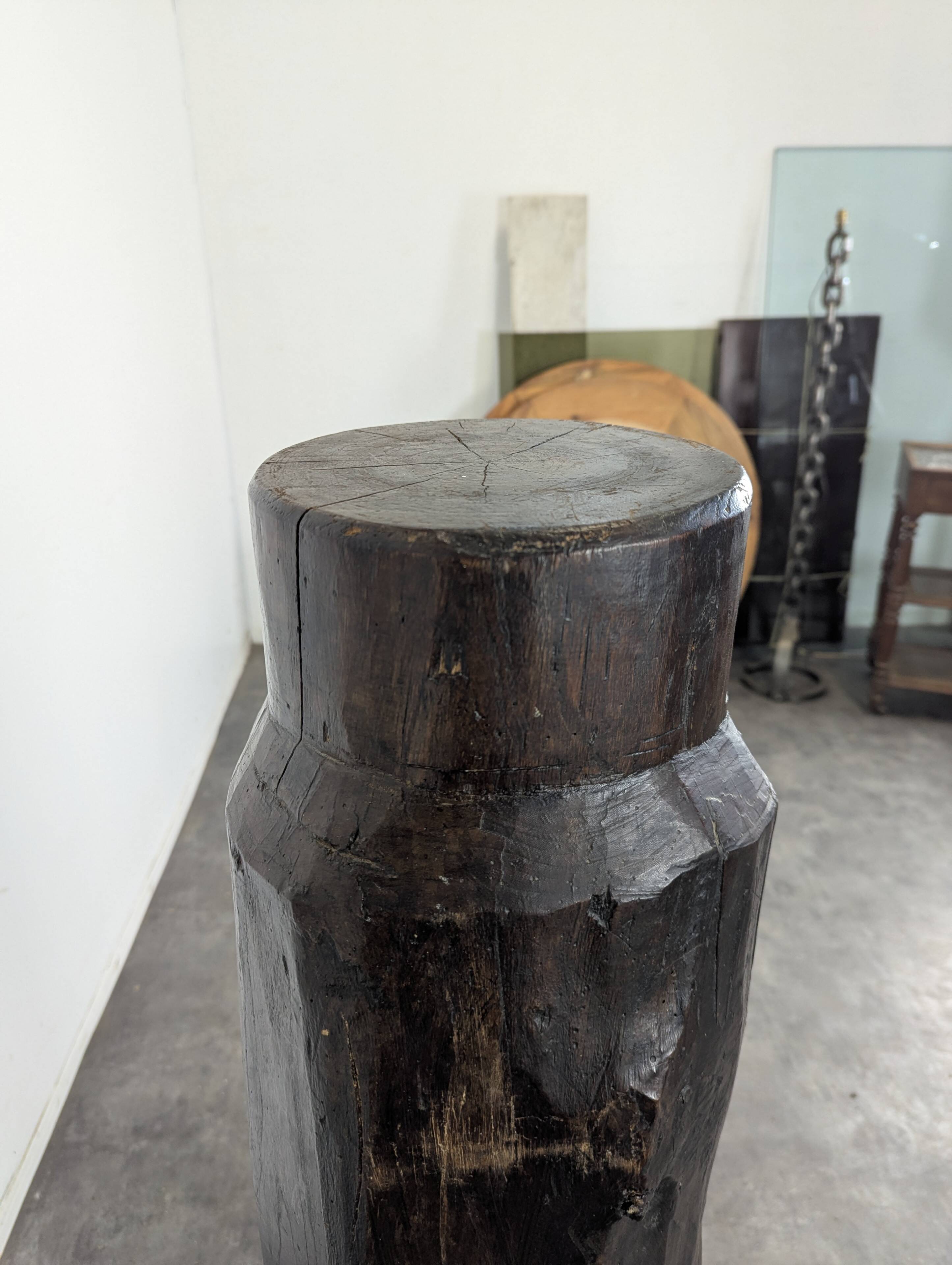 Brutalist presentation column in solid oak